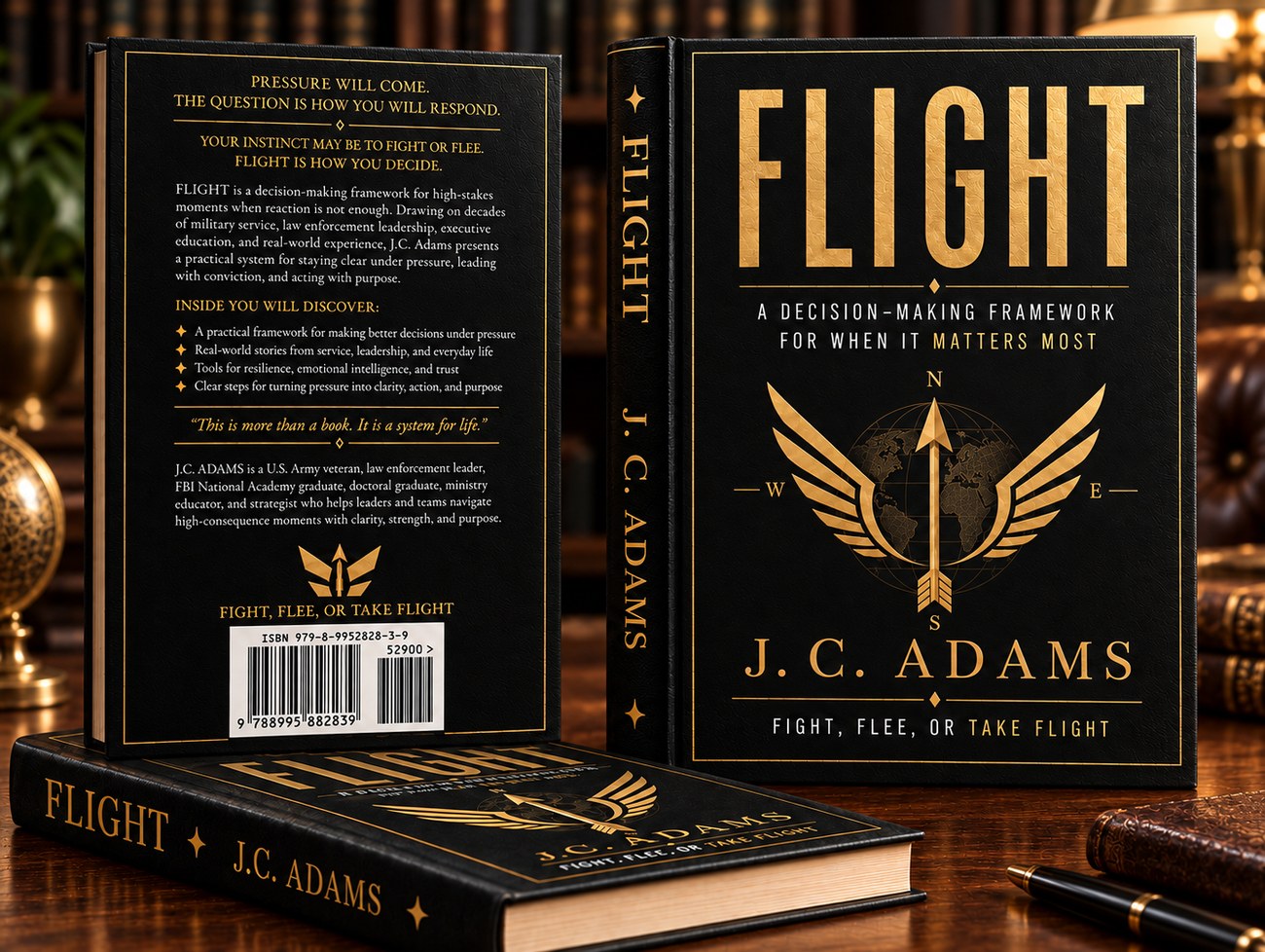 FLIGHT by J.C. Adams: front cover, spine, and back cover